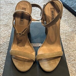 Yeezy Tan Heels with Minimalist Design and High Slender Heel